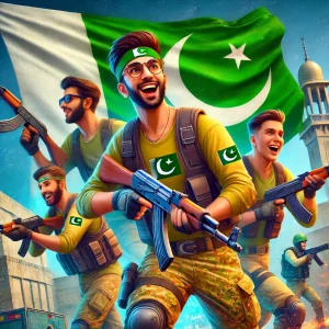 Counter-Strike 1.6 pakistan players with pakistan country flag in action on the Aztec map, showcasing a competitive match between Terrorists and Counter-Terrorists.