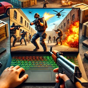 Counter-Strike 1.6 maçında oyuncuların klasik haritada aksiyon dolu anları. Teröristler bomba yerleştiriyor, karşı-teröristler ise onları engellemeye çalışıyor.