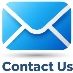 Blue envelope icon with the text "Contact Us" below it.