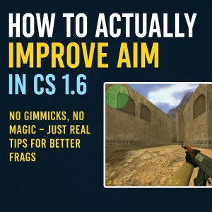 cs 1.6 player aiming in de_dust2 tunnel with clear focus, representing retro-style aim training