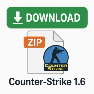 Download button with ZIP archive icon and Counter-Strike 1.6 logo