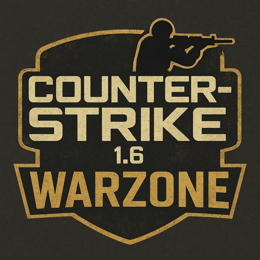 Official gold and black logo for Counter-Strike 1.6 WarZone client download